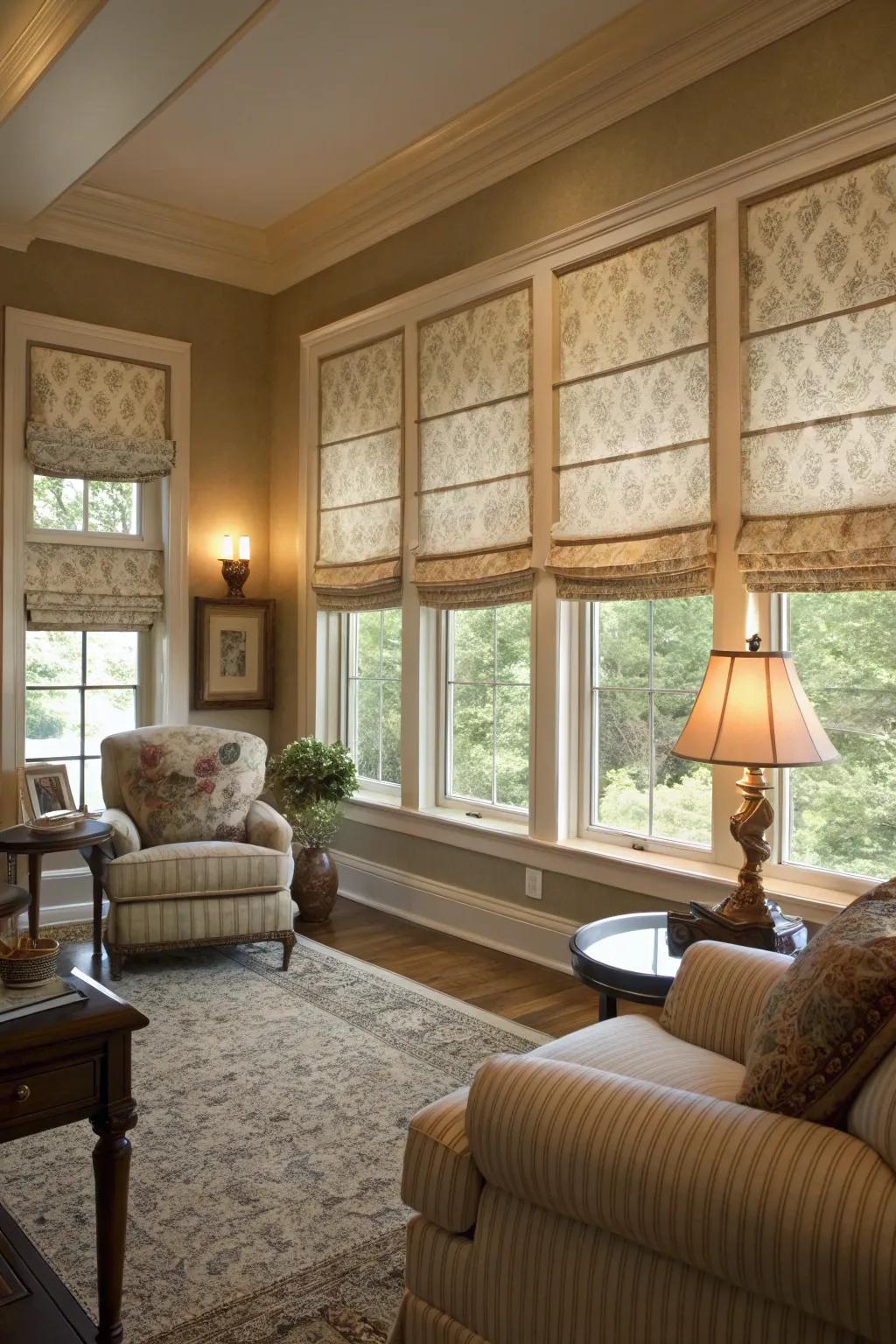 Roman shades add refinement to any room with casement windows.