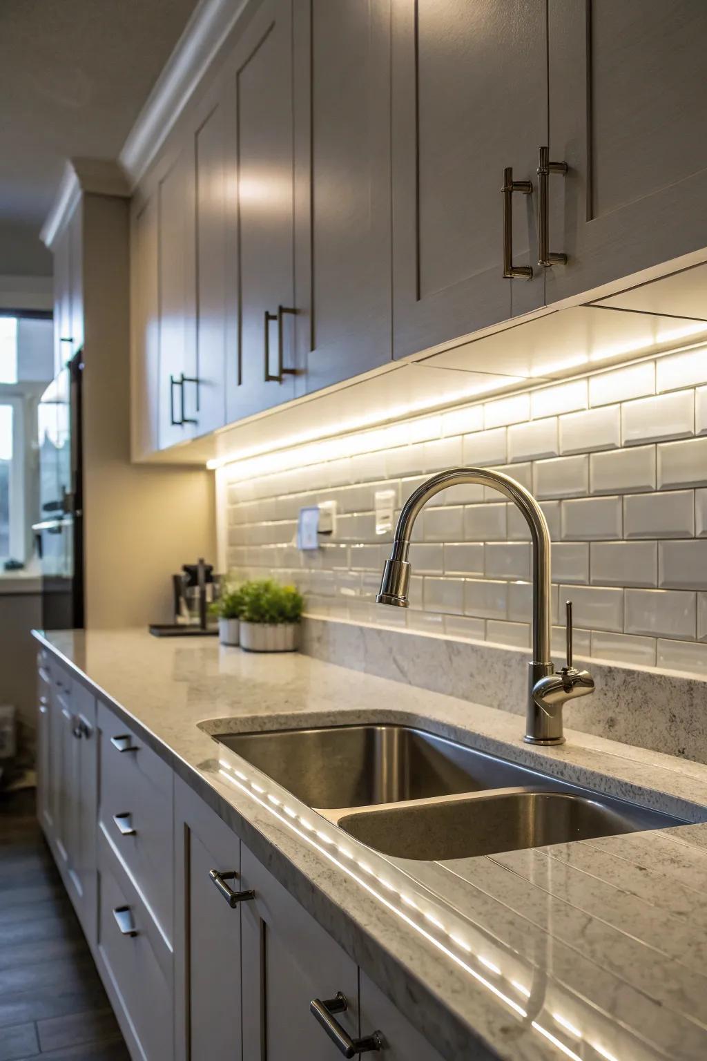 Illuminate your sink with under-cabinet lighting for added brightness.