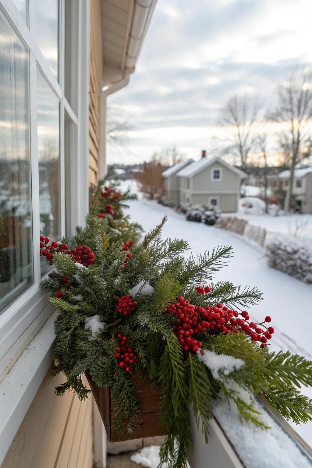 Red berries impart bright, festive color to your winter presentation.
