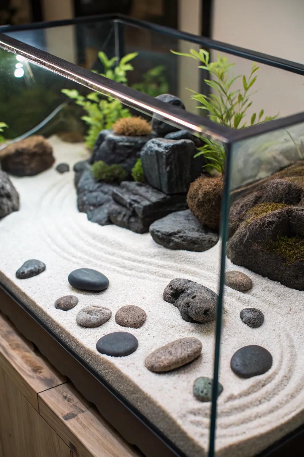 Natural elements give a grounded feel to this tank.