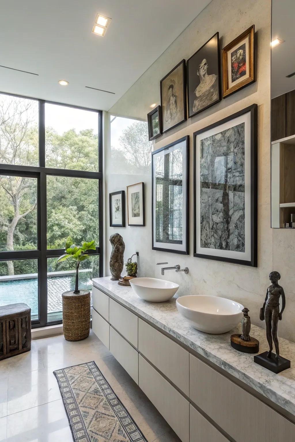 Your bathroom gains creativity and personality from creative accents.