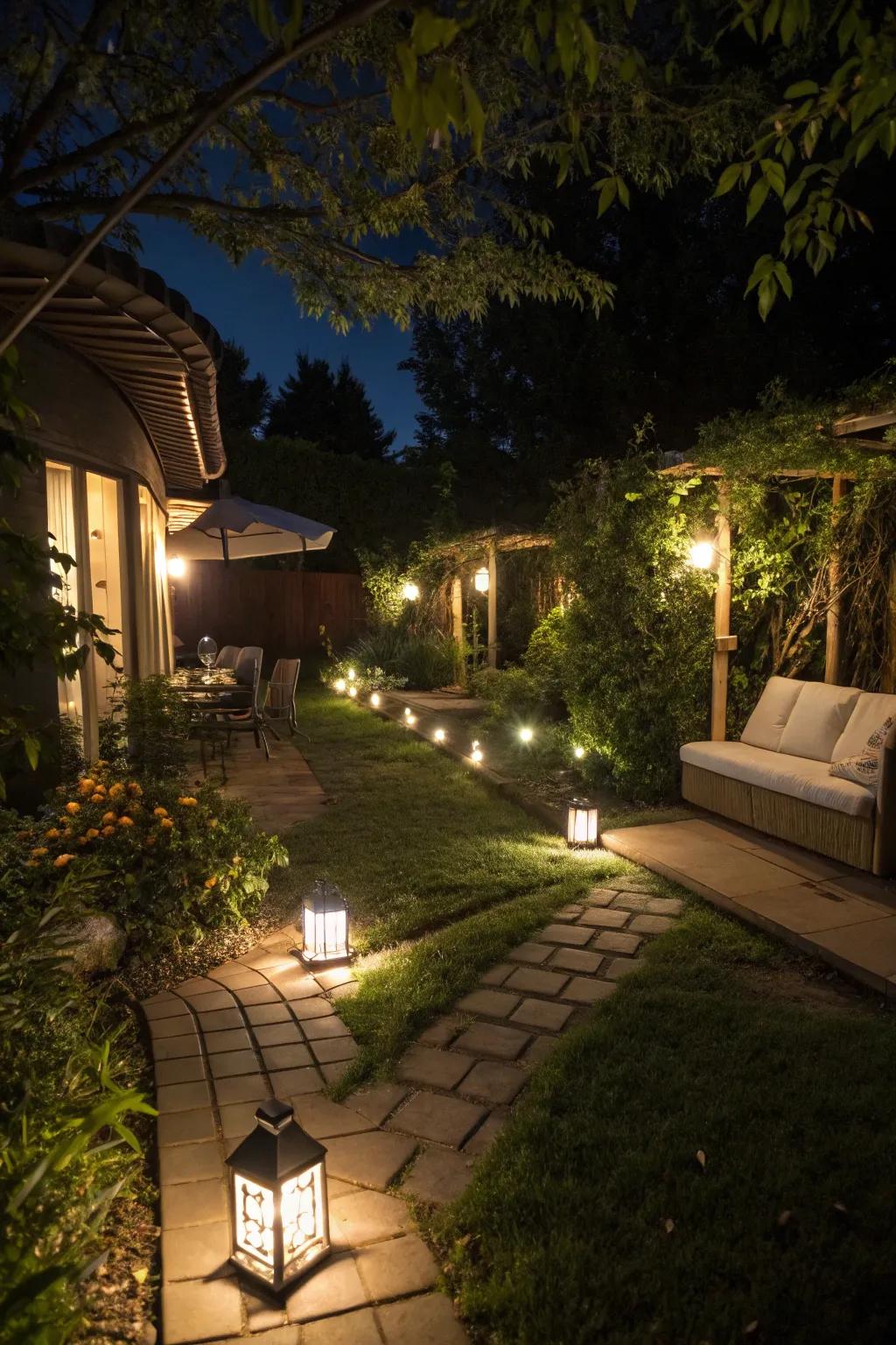 Solar lighting offers an eco-friendly way to brighten your patio.