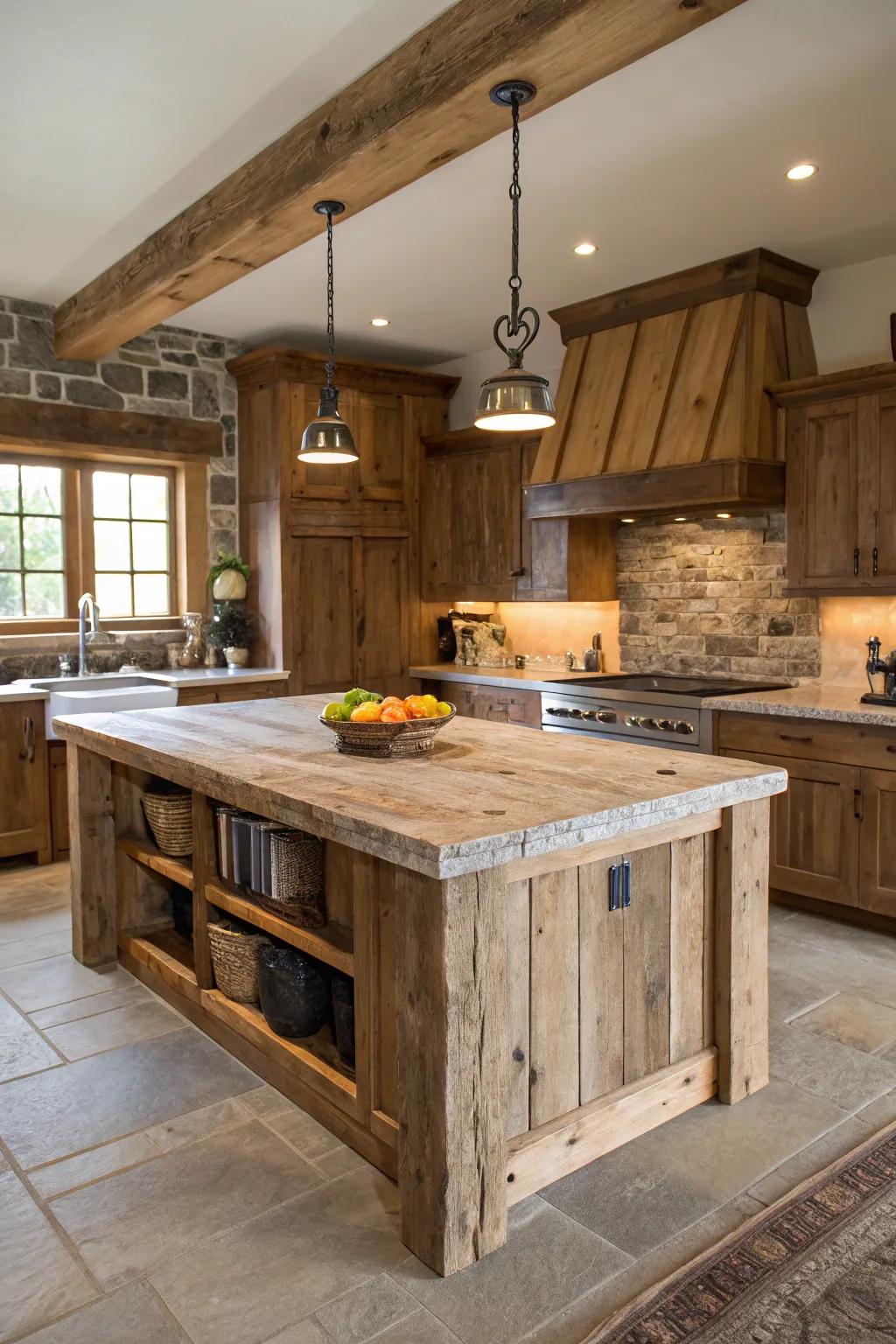 Countryside kitchen center islands blend style with functionality.