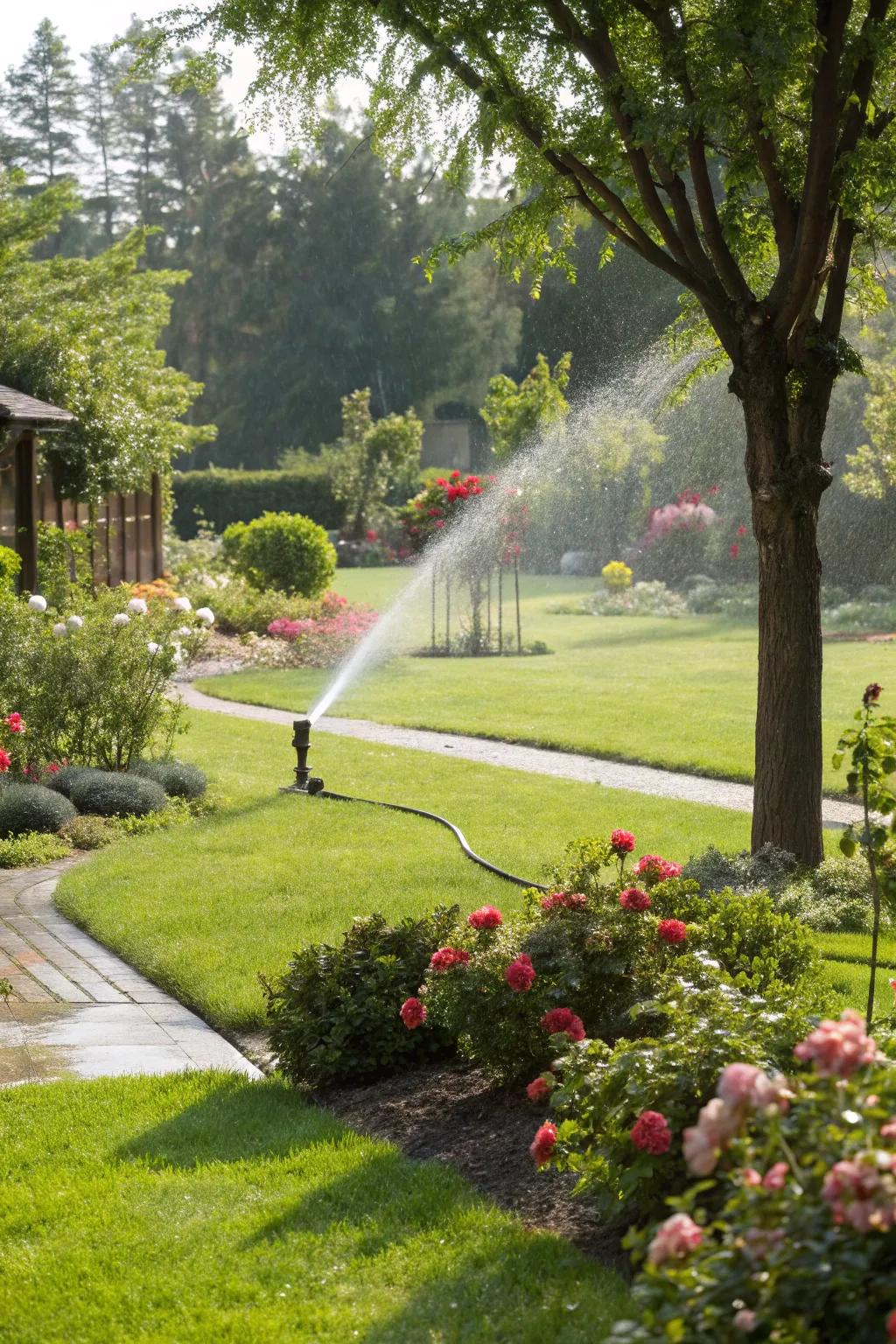 A smart sprinkler system adapts to the local weather, optimizing water use.
