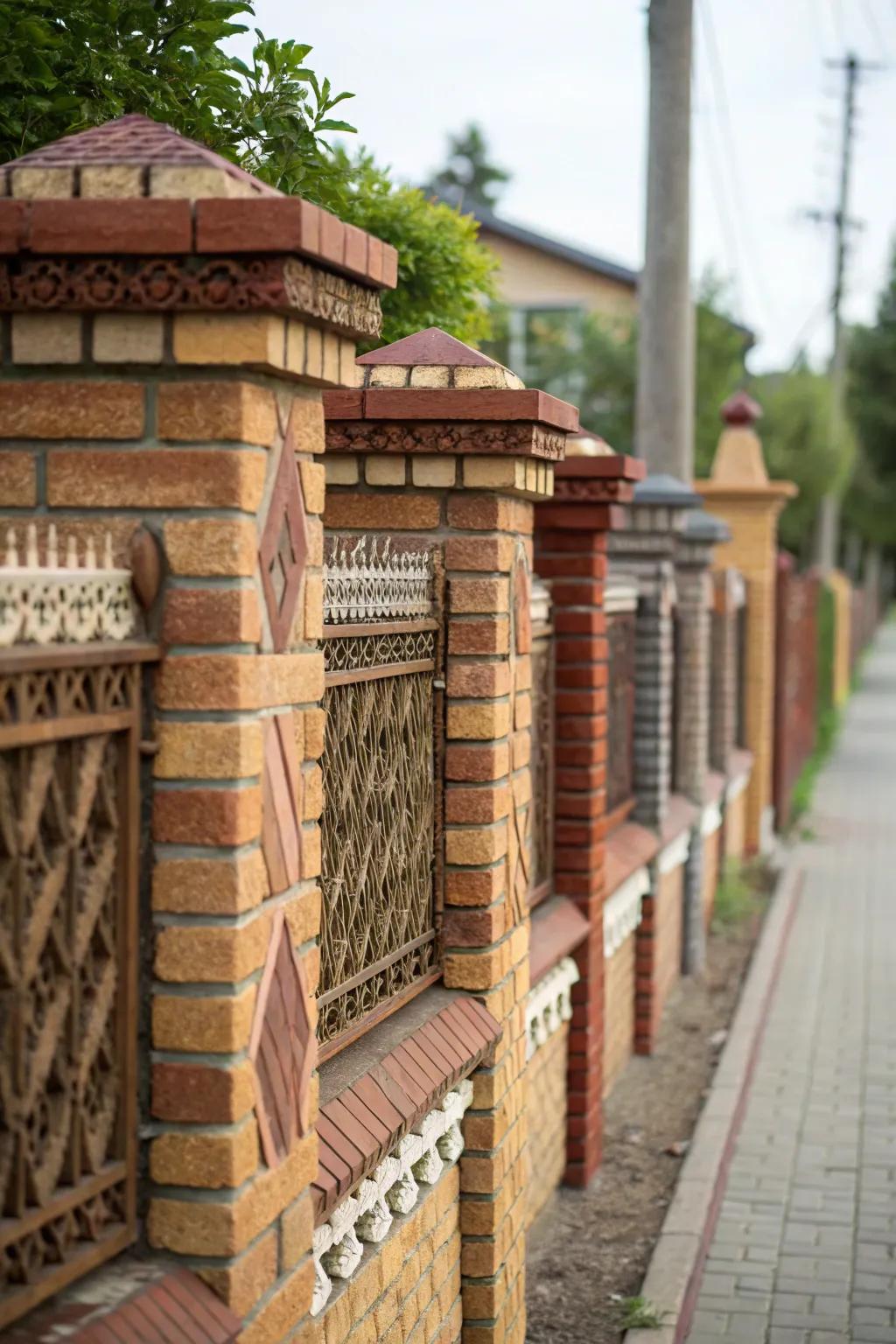 Textured surfaces offer a tactile, engaging feel to brick fences.