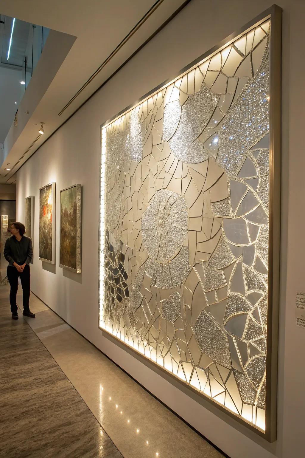 Mirror-embedded wall art brings elegance to any room.