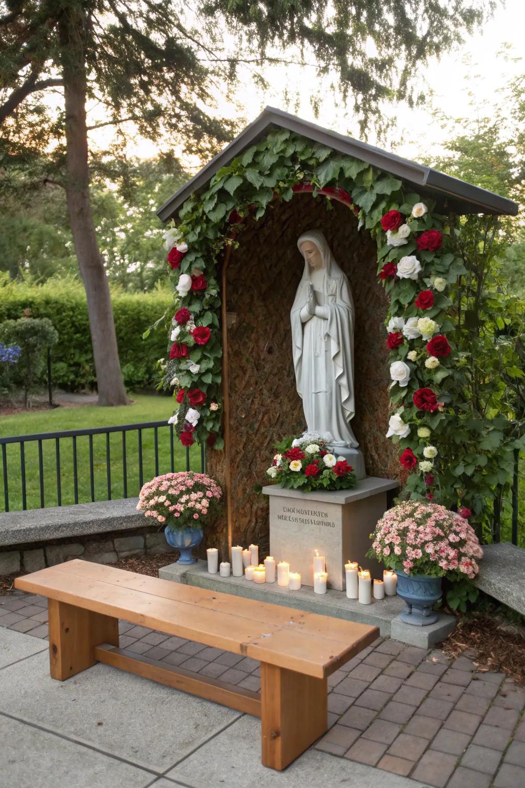 An outdoor prayer space connects you to nature and spirituality.