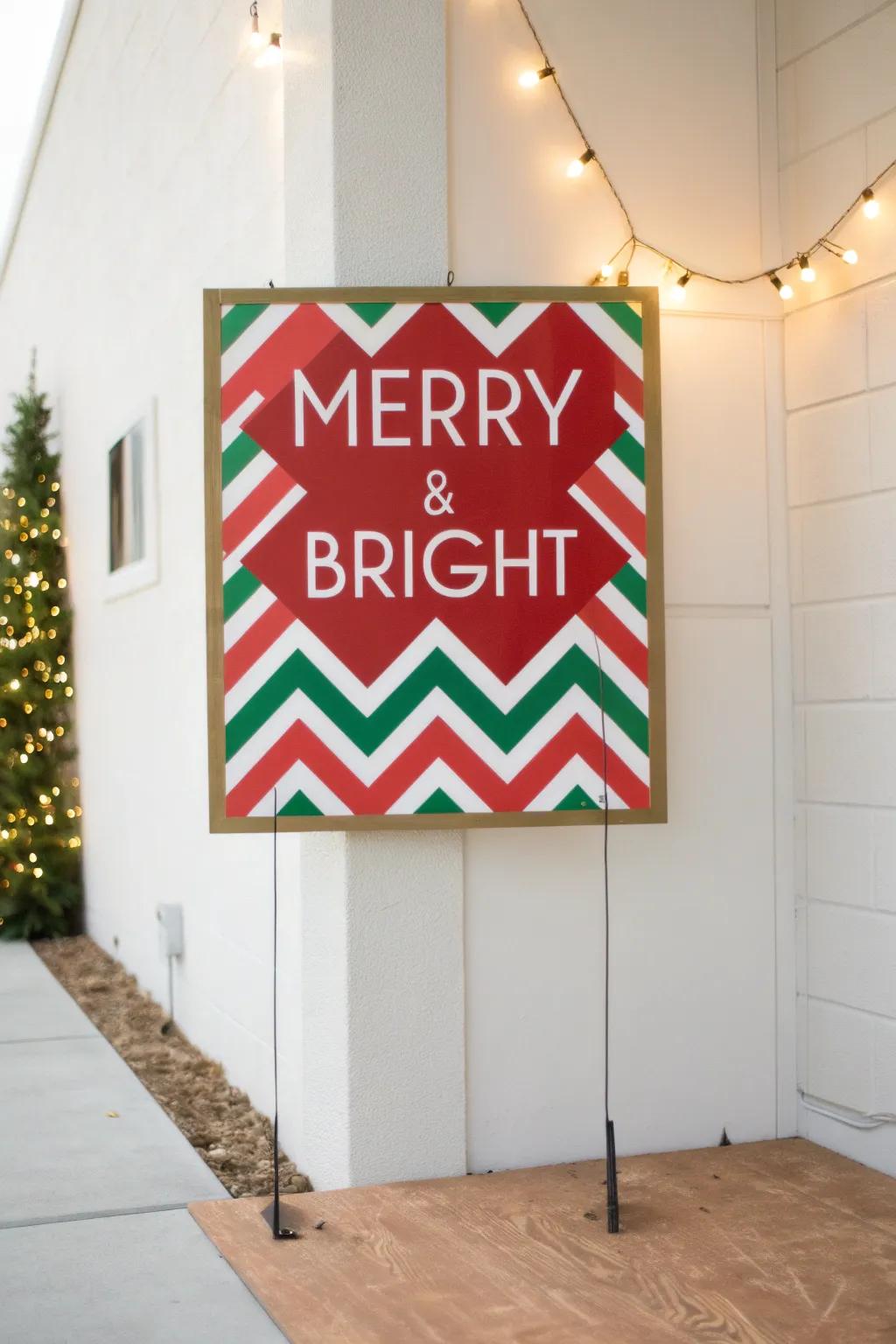 Bring modern flair with geometric-patterned Christmas placards.