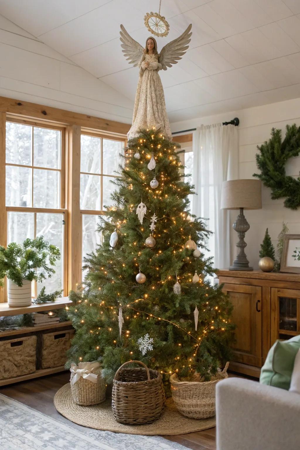 A wood shavings celestial figure unites natural beauty with tradition.