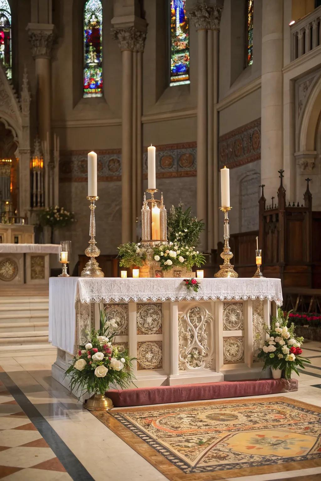 A place of worship featuring customizable d&eacute;cor elements, allowing for versatile arrangements.