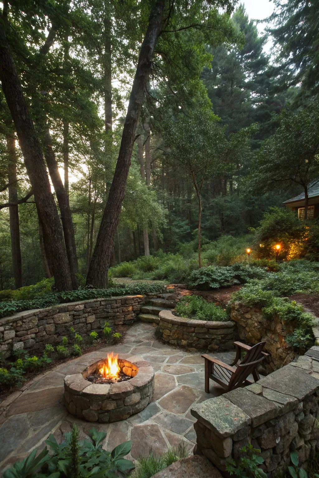 Create a private escape with a hidden retreat fire pit in your yard.