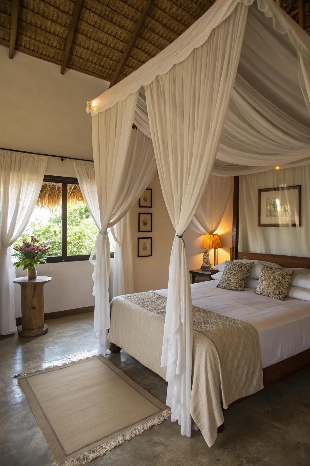 Draping textiles establish a whimsical and cozy atmosphere within your space.