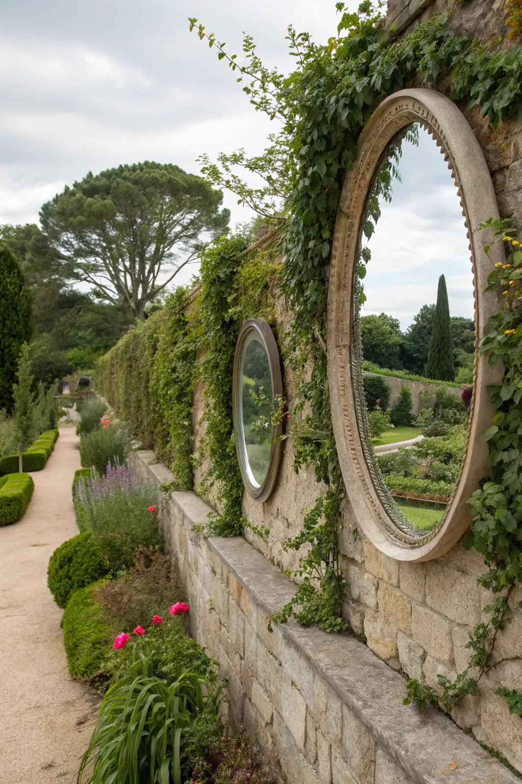 Mirrors enhance space and illumination, incorporating depth within your garden.