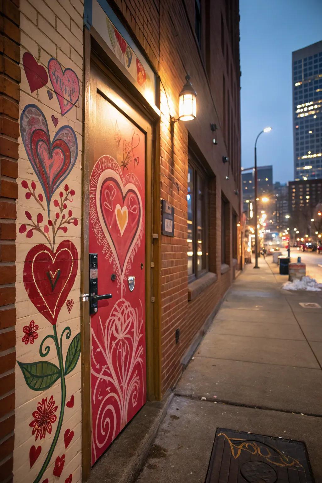 Express your imagination through a Valentine's Day mural.