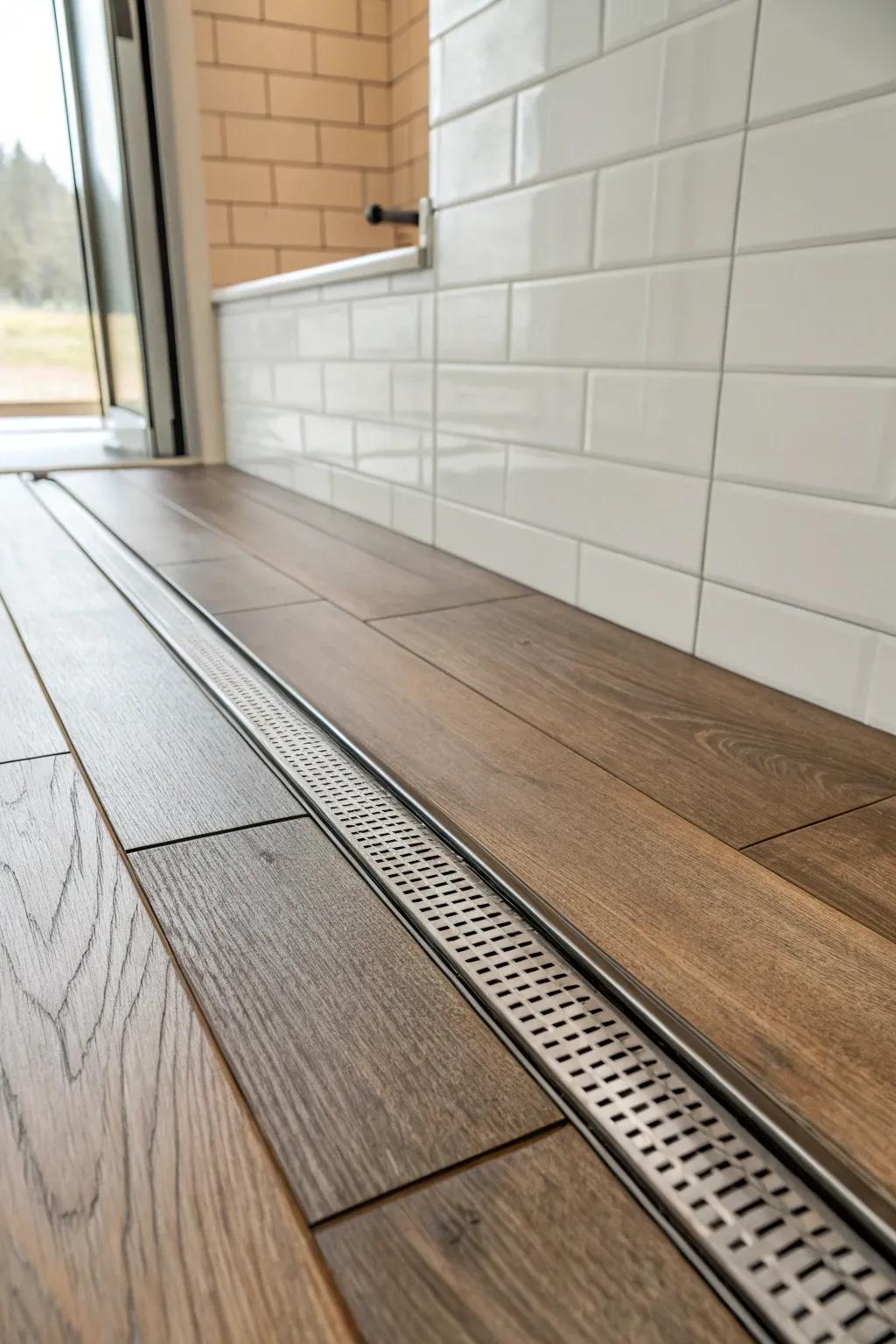 Metal accent strip imparting a sleek, modern visual.