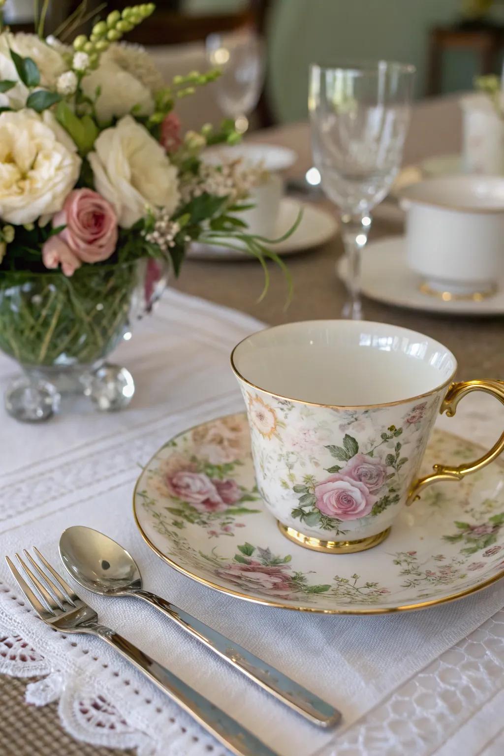 Floral designs with metallic details for a luxurious touch.