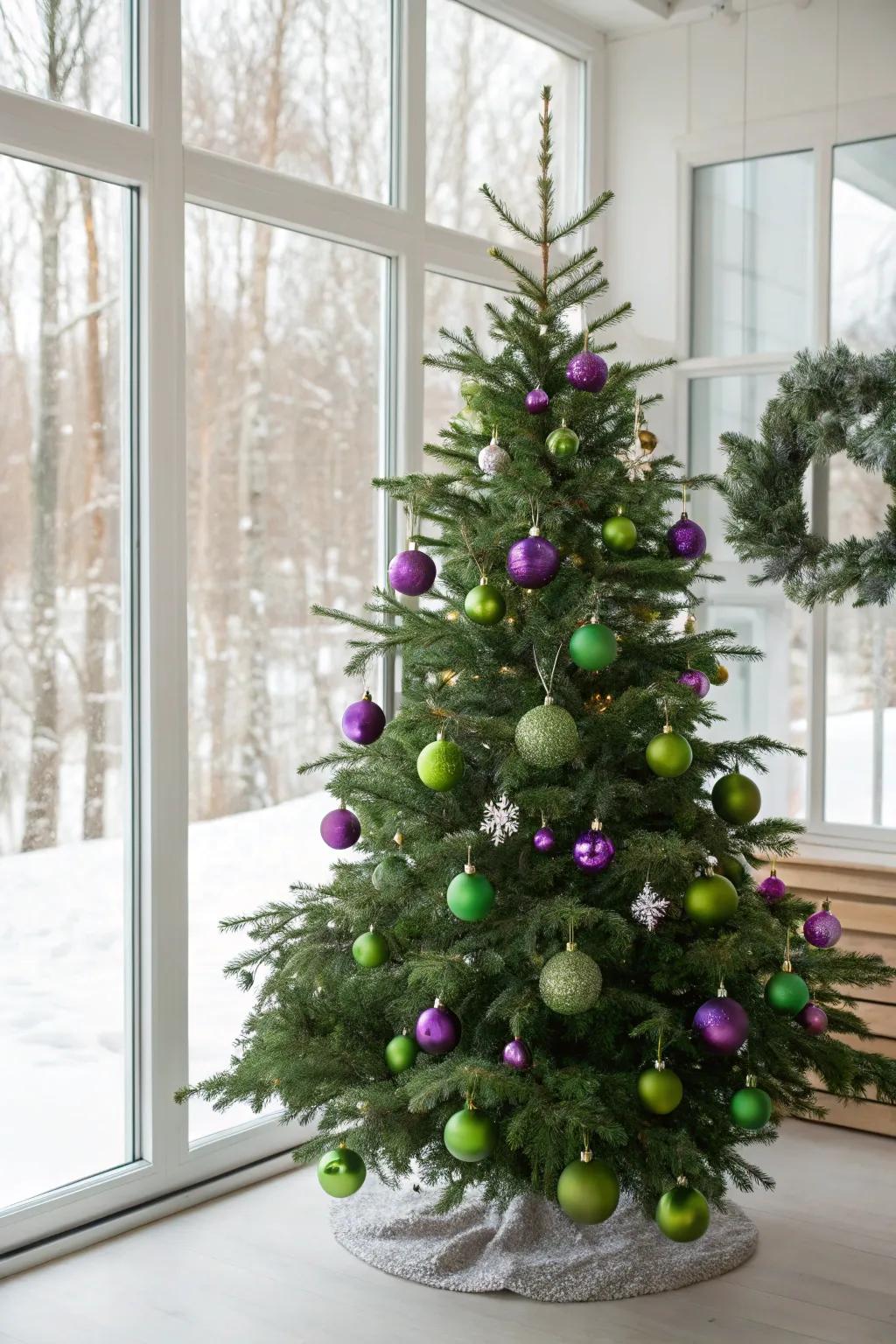 Fresh and astonishing showcasing green and lilac adornments.