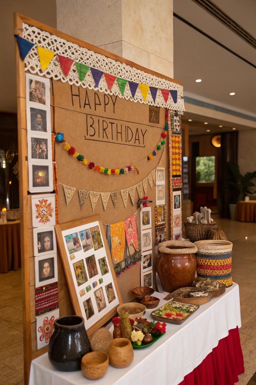 A meaningful cultural-themed birthday display celebrating diversity.