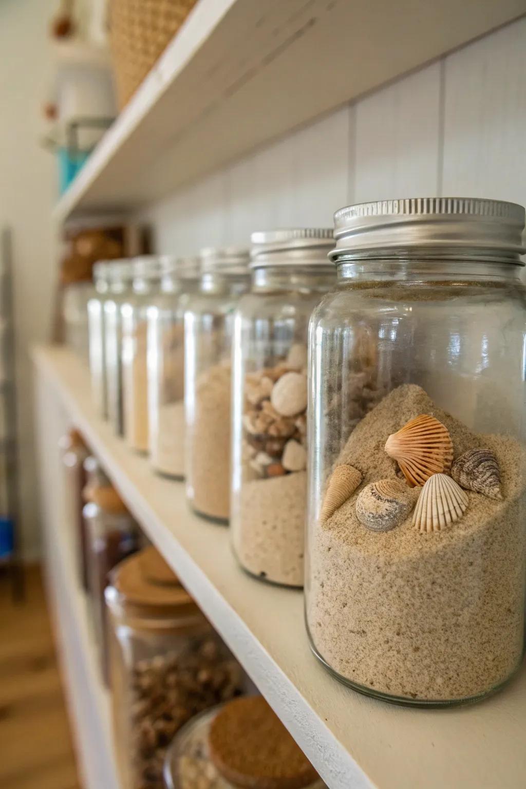 Sand jars capture the essence of Hawaiian beaches in your decor.