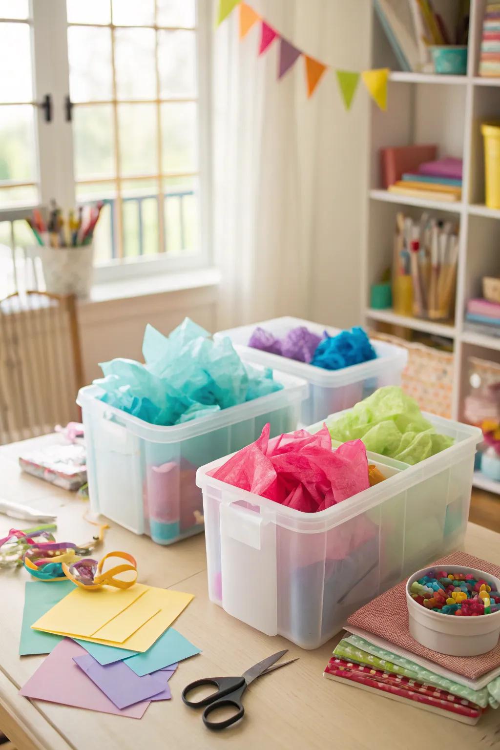 Transportable storage bins provide mobility for your tissue paper storage.