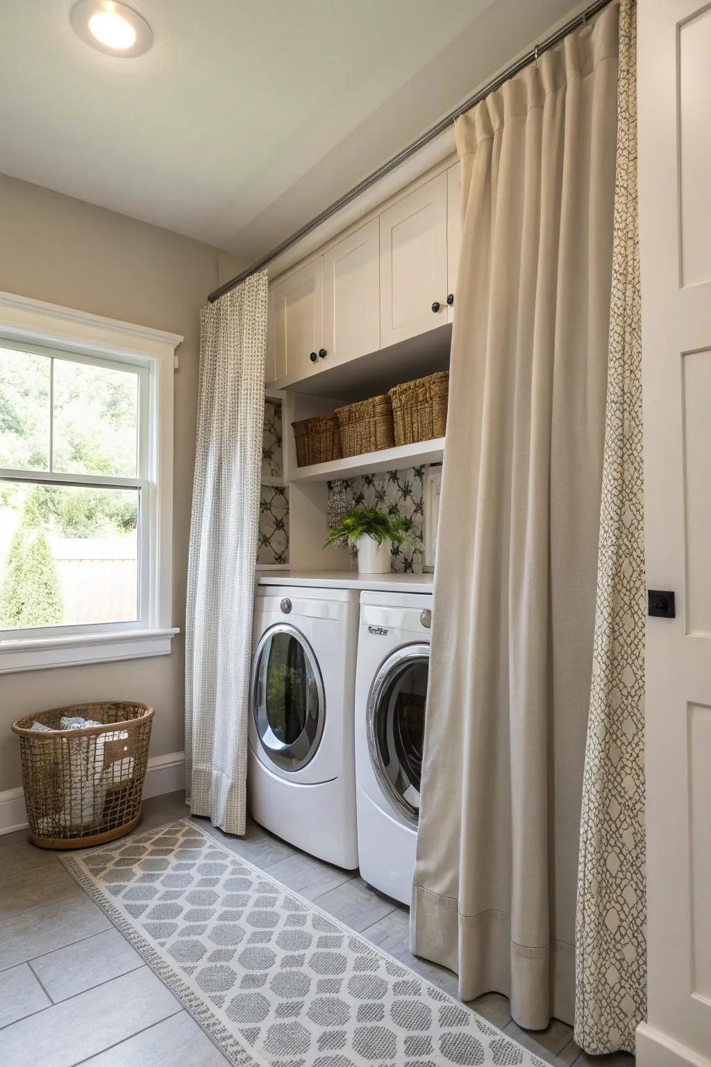Coverings are a simple way to hide laundry machines.