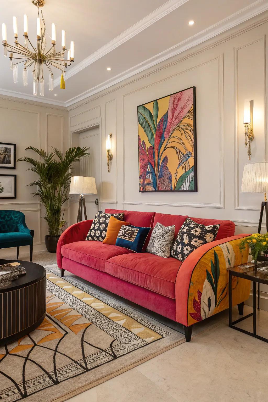 A defining piece defines the living room's character.