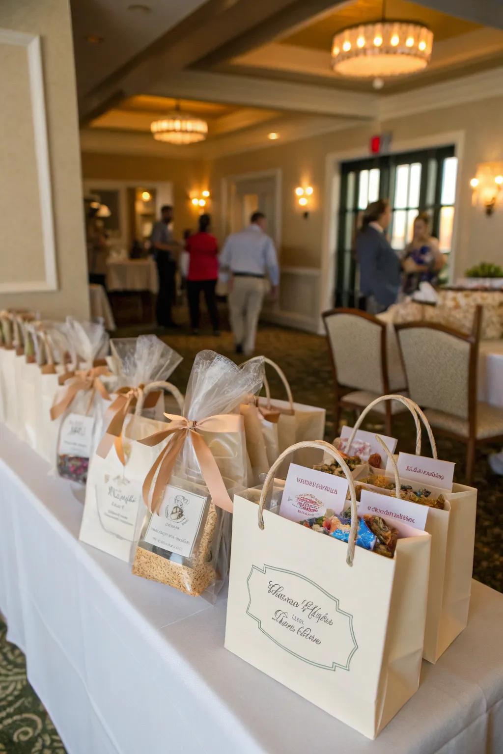 Customized welcome bags with local treats make guests feel valued.