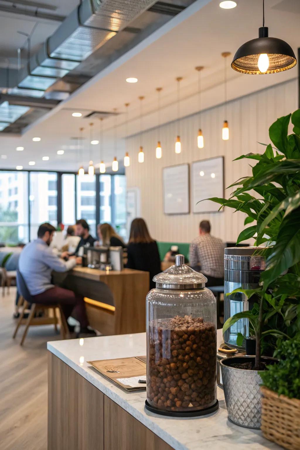A discussion container sparks significant interactions at your coffee station.