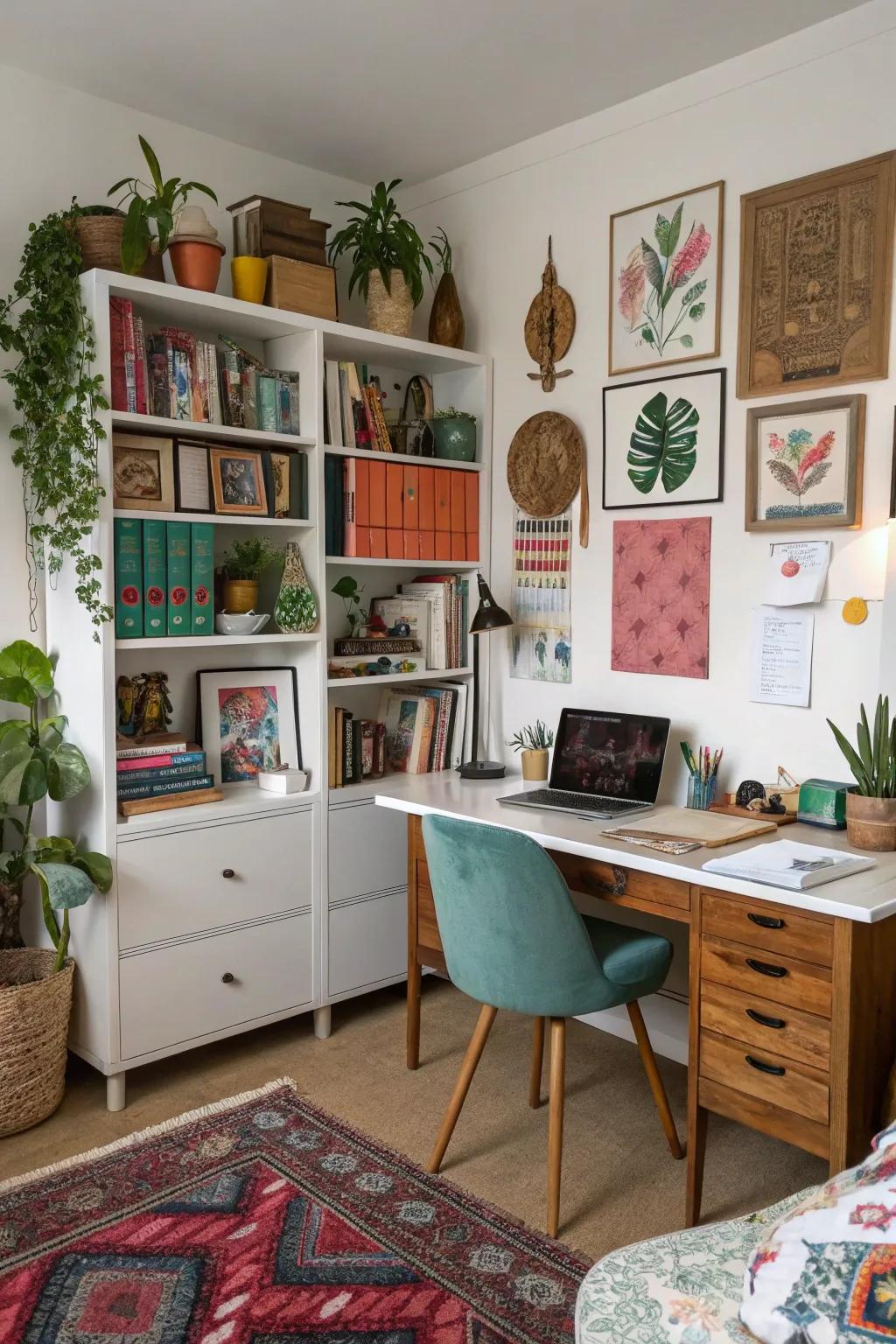 A mix of styles adds visual interest to your virtual background.