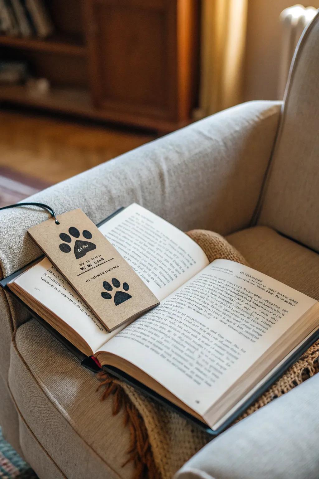 A creative paw print bookmark for all readers.