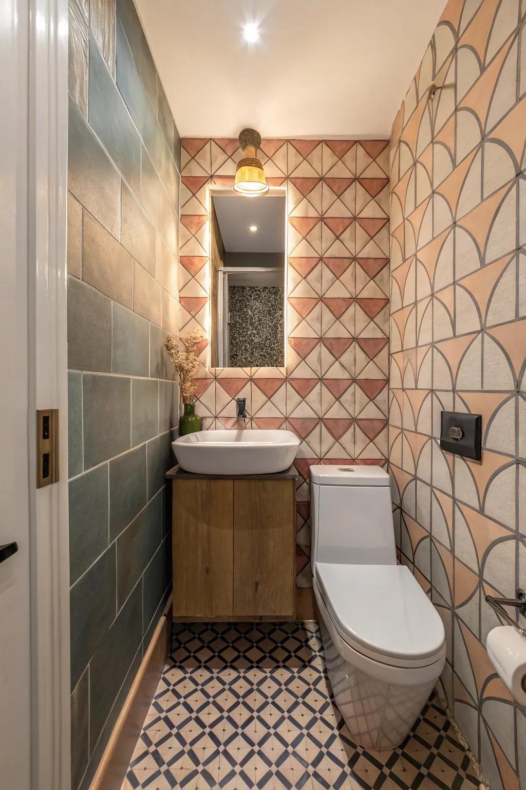 Unexpected components can add a wow factor to your powder room.