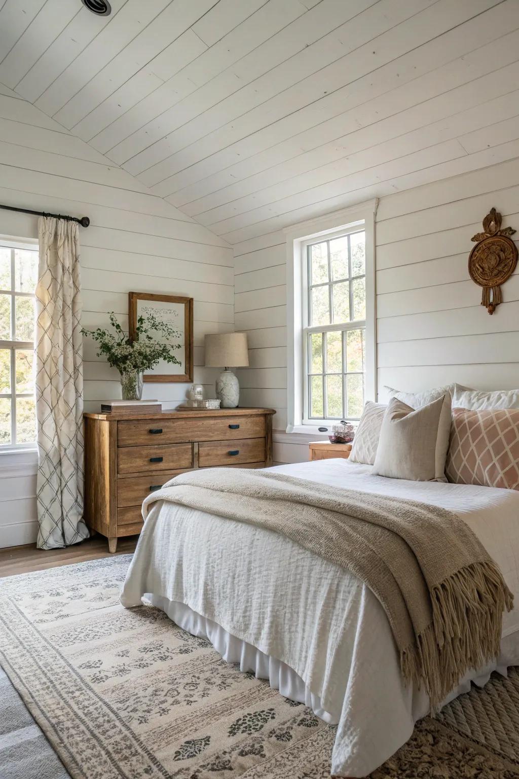 Shiplap walls append classic texture.