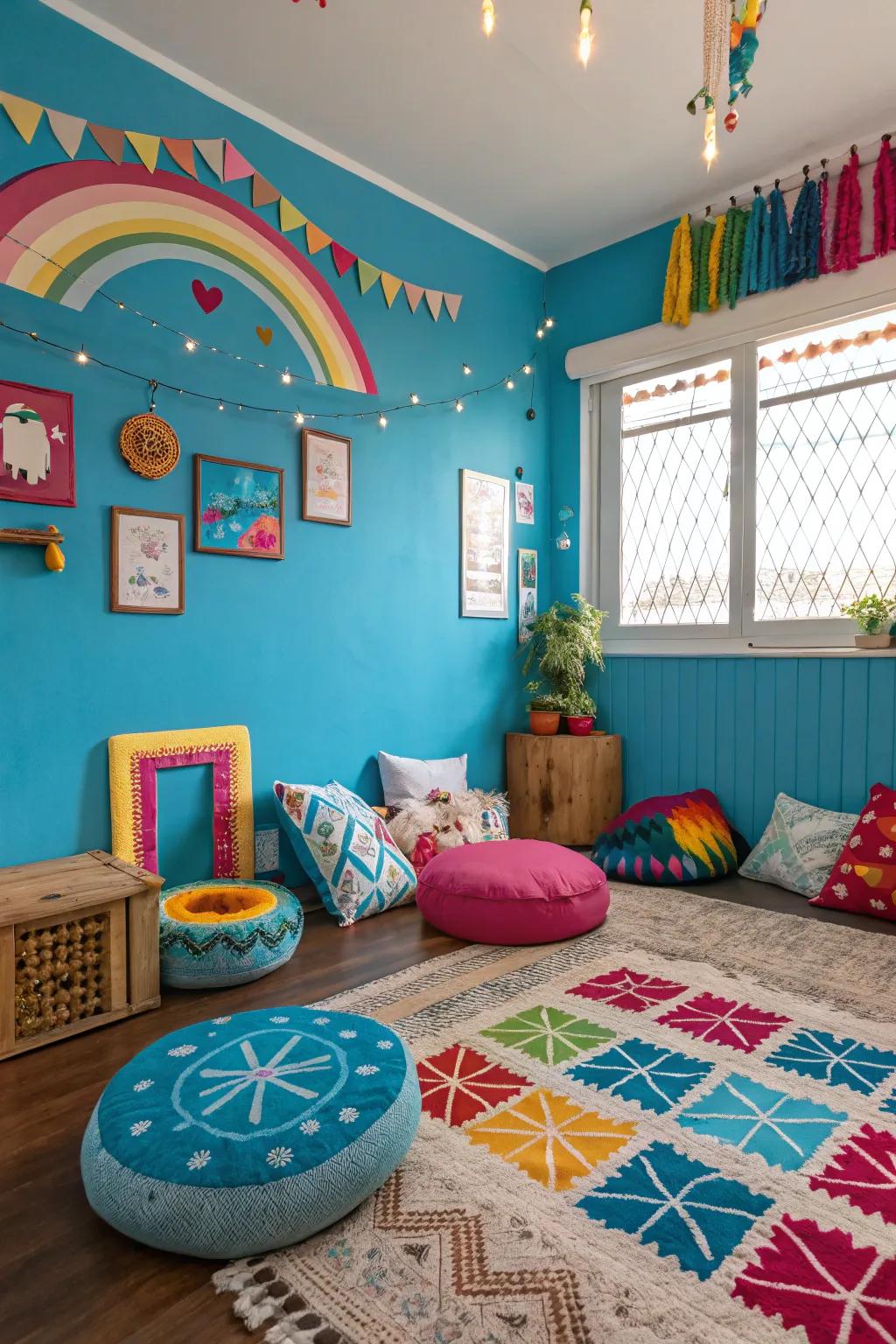 Vibrant blues make a daring and energetic assertion.