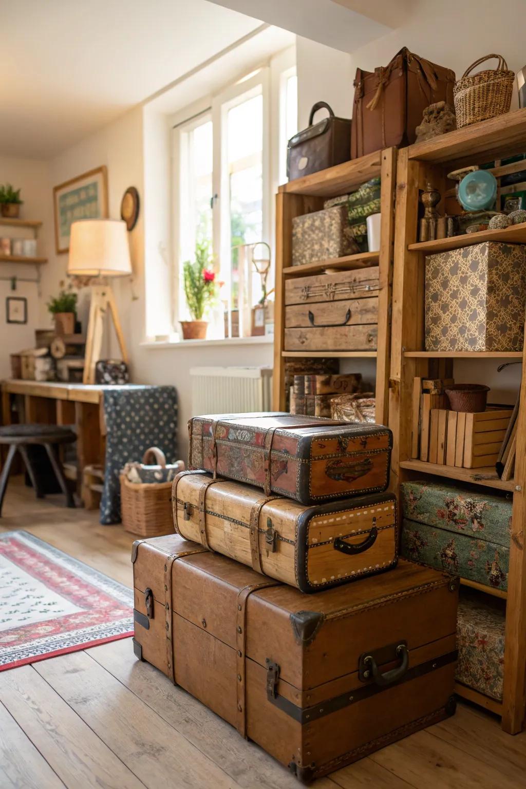 Items that are repurposed can add charm and use to your creative storage.
