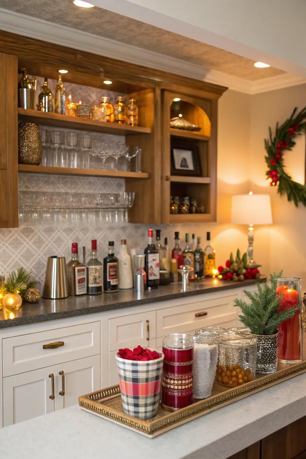 Changing decor items keep your home bar fresh and welcoming.