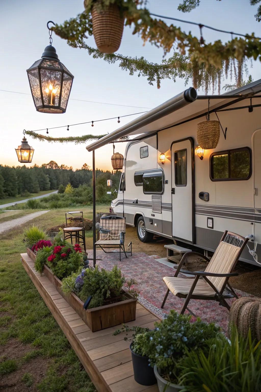 A well-decorated outdoor area extends your living space and enhances the whole RV experience.