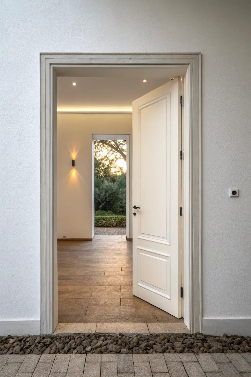 Door without trim for an unnoticeable, modern visual.