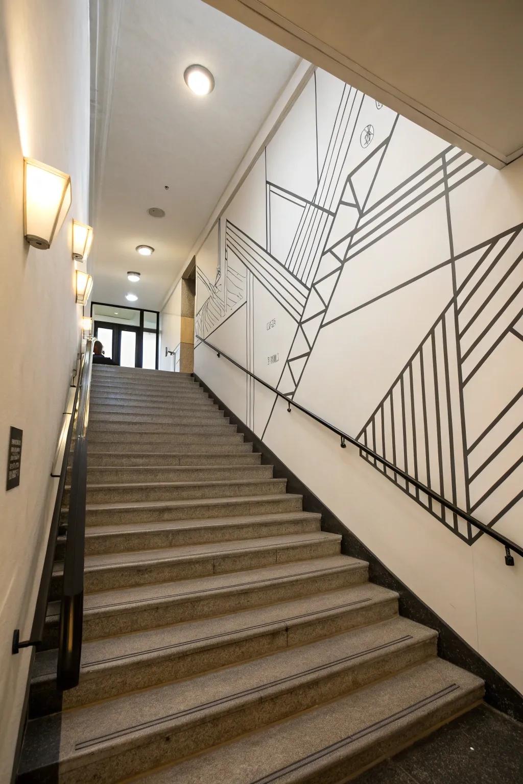 Embrace simplicity with a minimalist line wall covering.