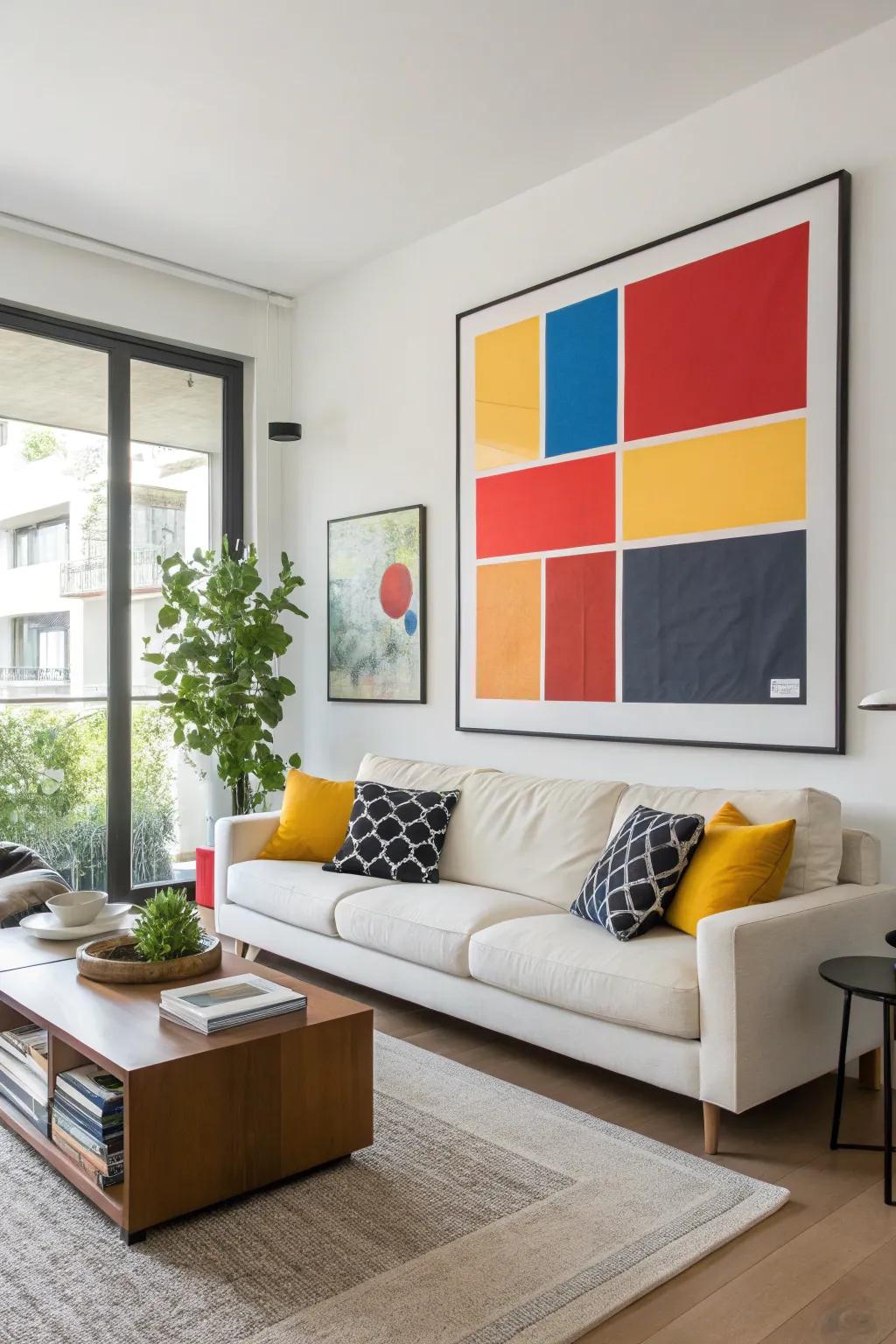 Vibrant color blocking invigorates spaces.