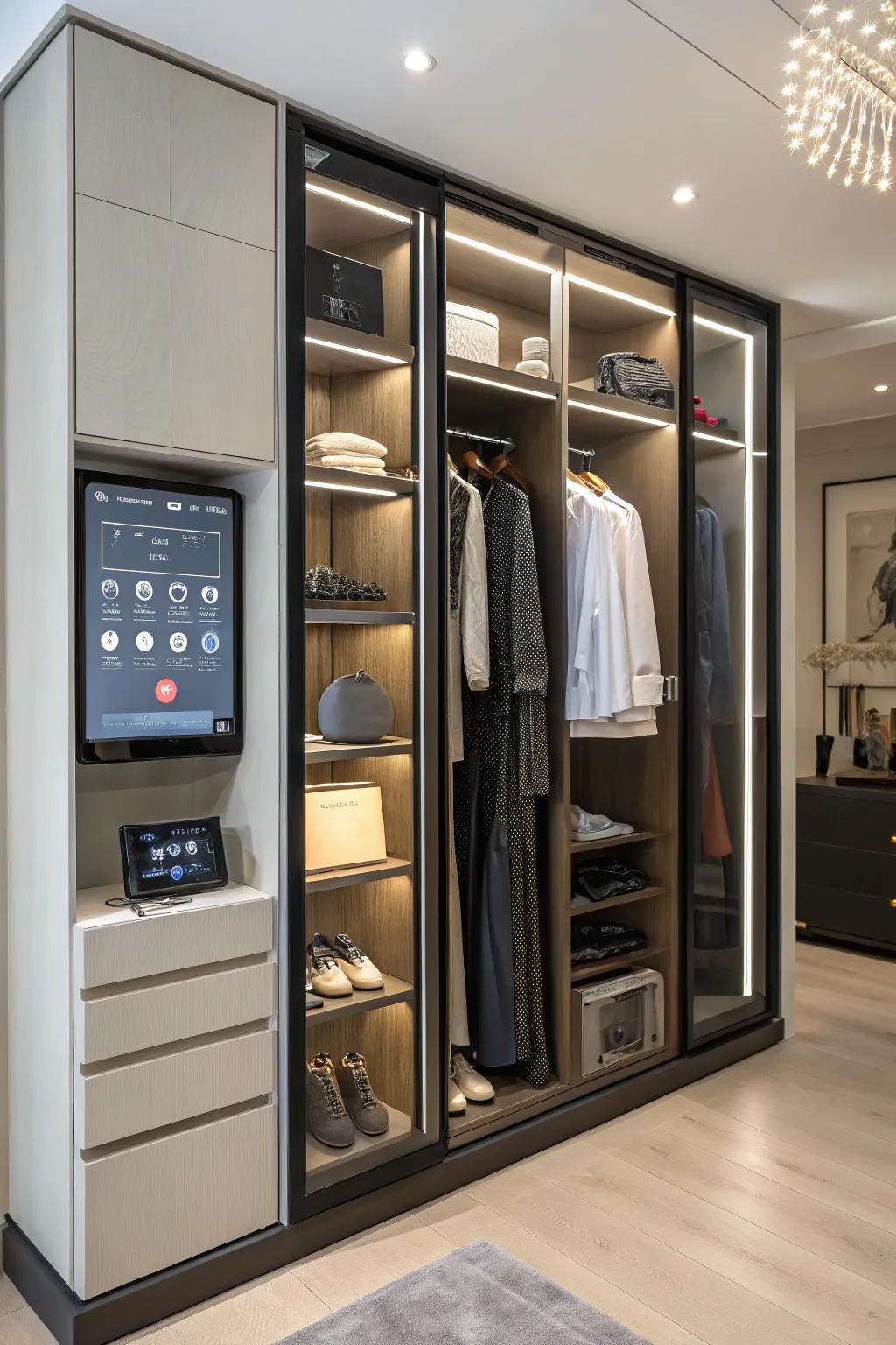 Smart technology transforms your closet into a modern, efficient space.