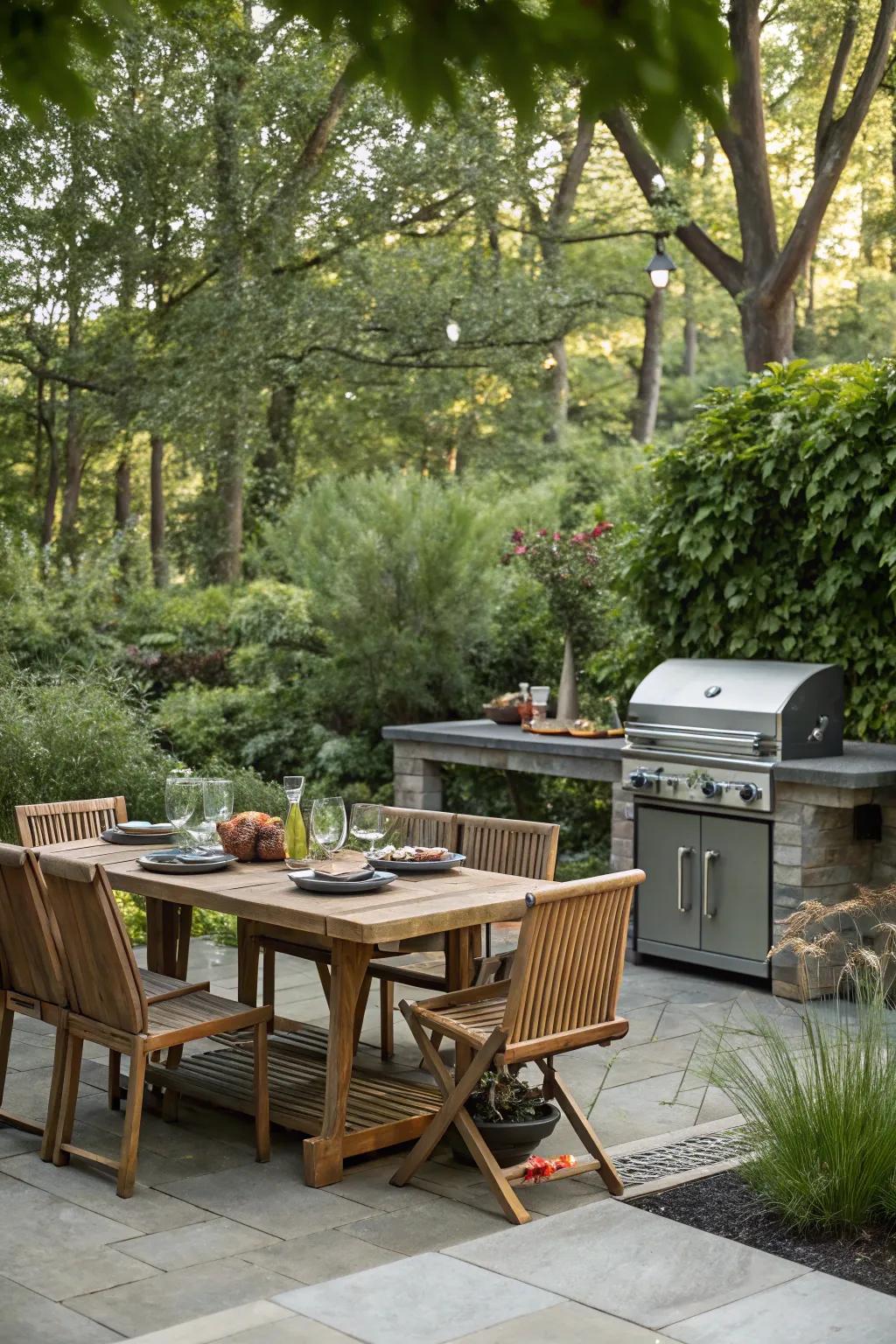 An attractive outdoor kitchen ideal for hosting summer barbecues.