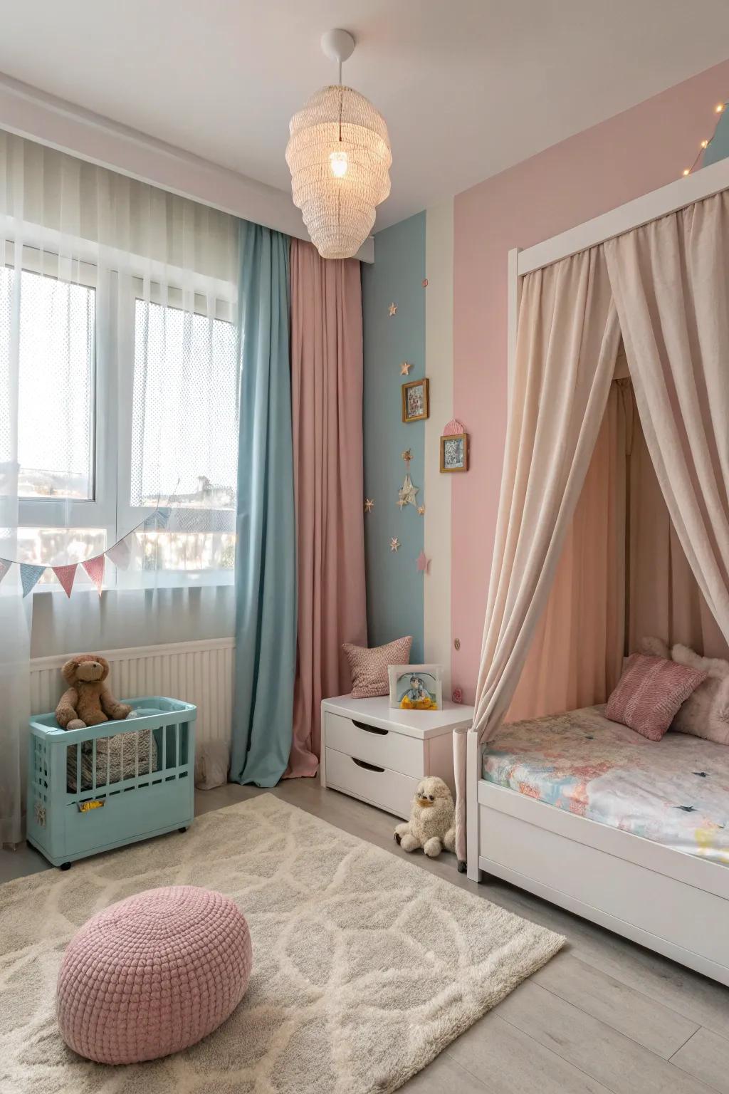 Soft colors craft a calming and inviting space for your little one.