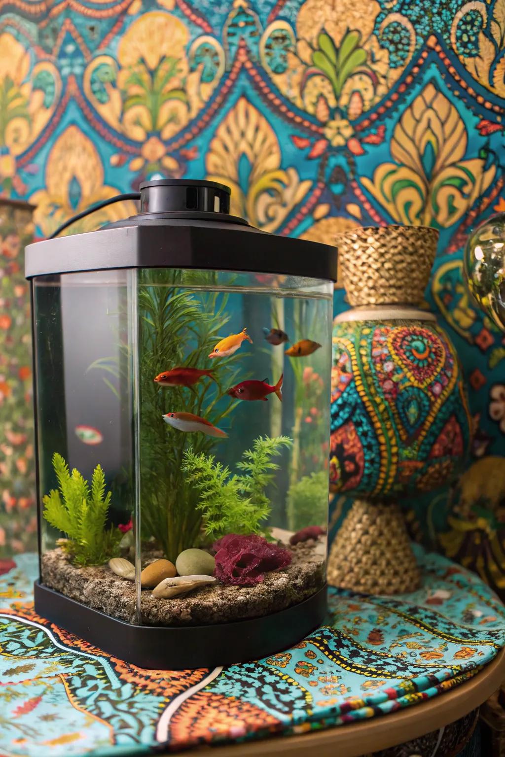An eye-catching backdrop has the ability to make your aquarium's aesthetic stand out.
