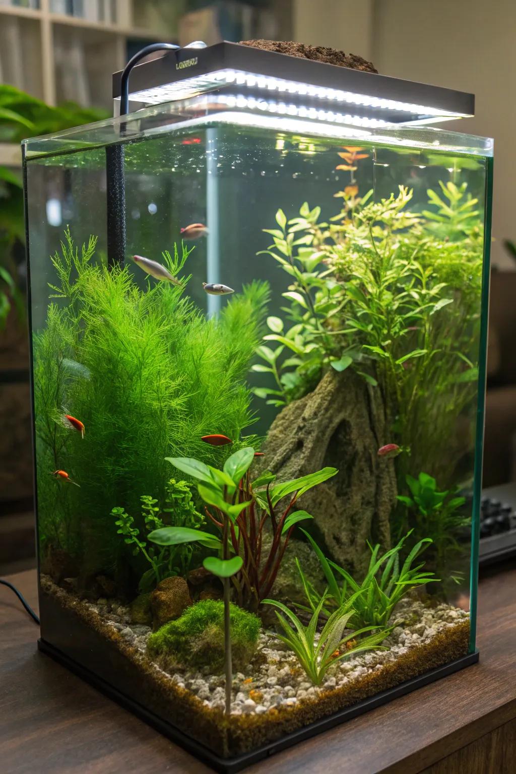Change your tank into an abundant setting using water plants.