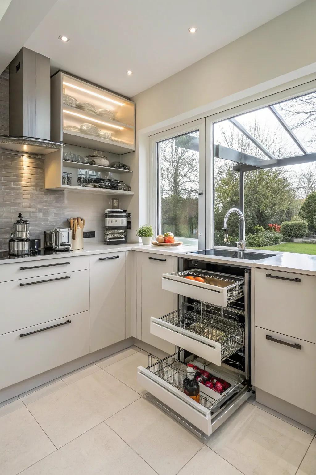 Smart corner storage solutions make the most of your space.