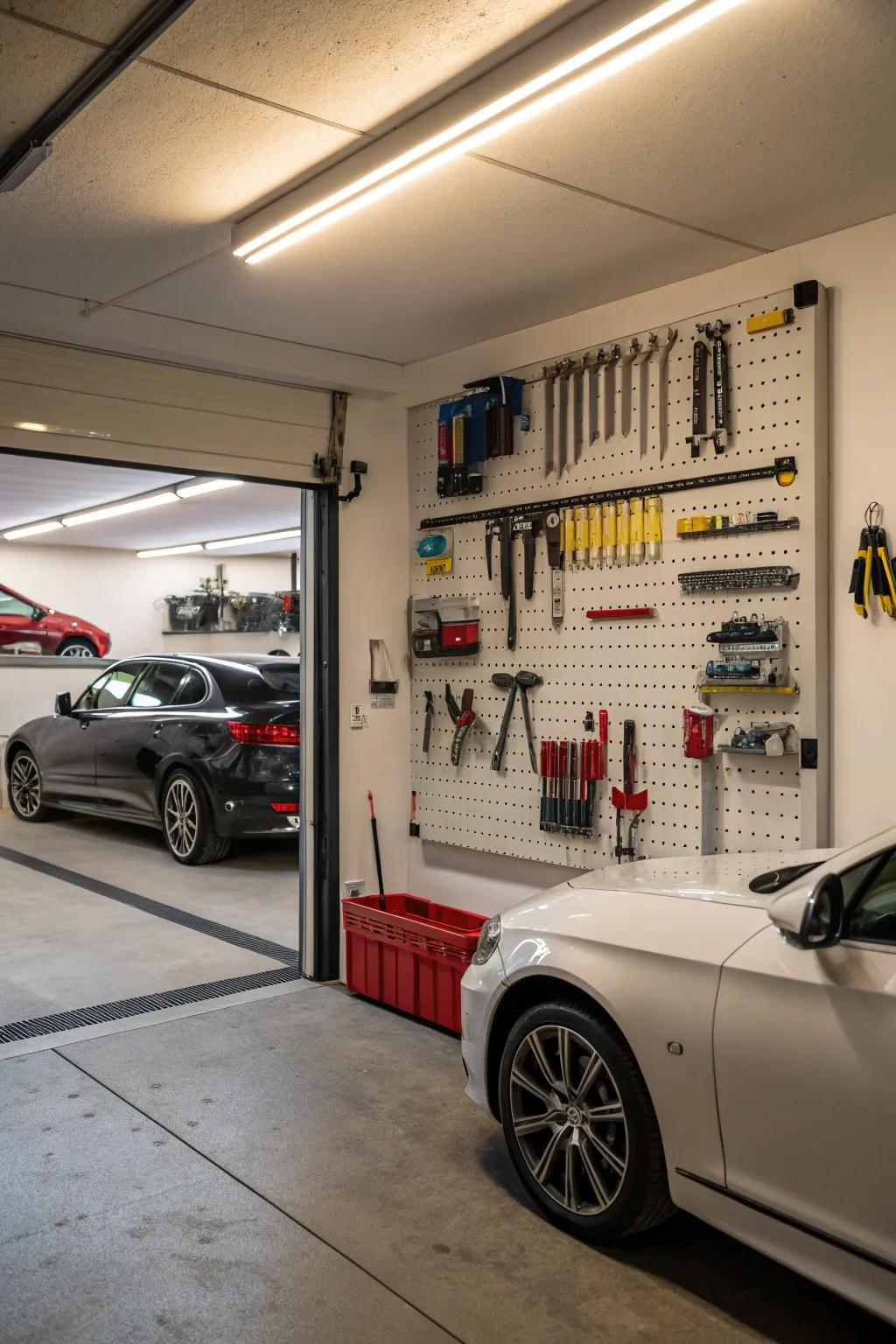Maintain organized and accessible tools by utilizing wall-mounted racks.
