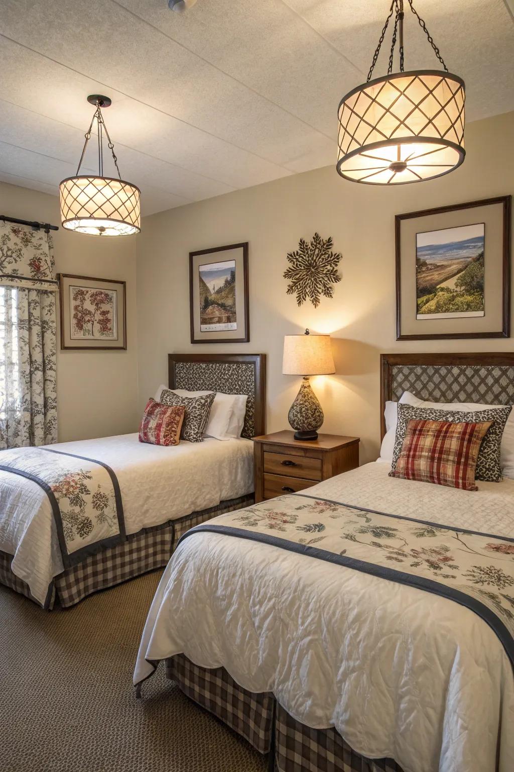 Shared decoration pieces to create a unified space.