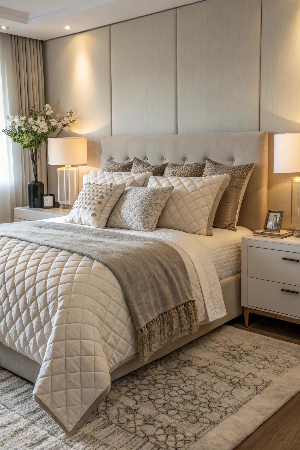 Modern bedding with layered textures increases comfort and style