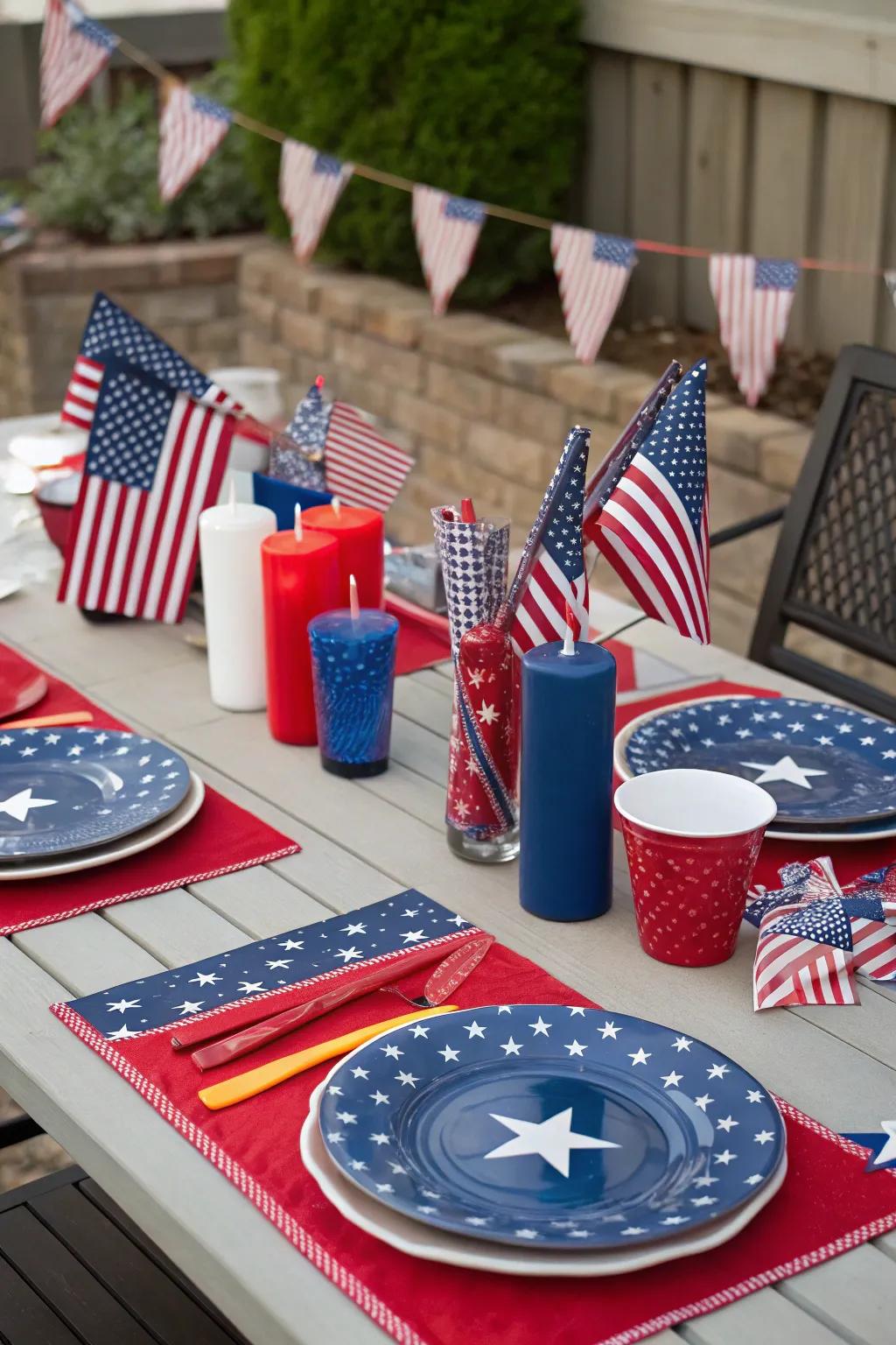 Set your tables in patriotic colors for a festive gathering.