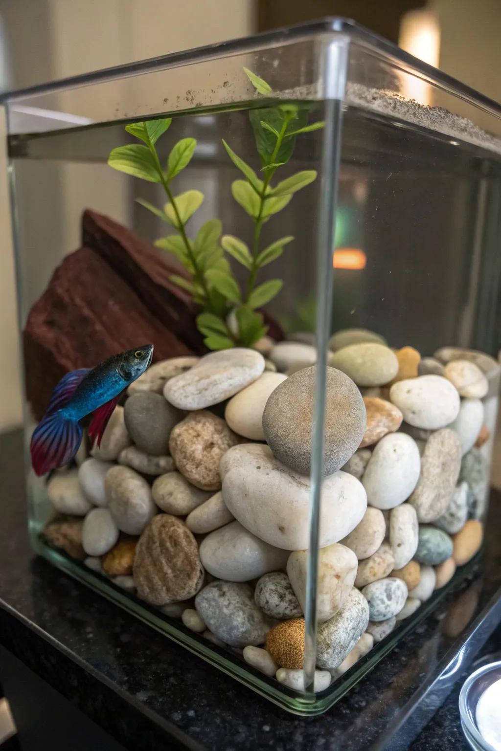 Create a stony sanctuary with natural stones for a cozy hideaway.